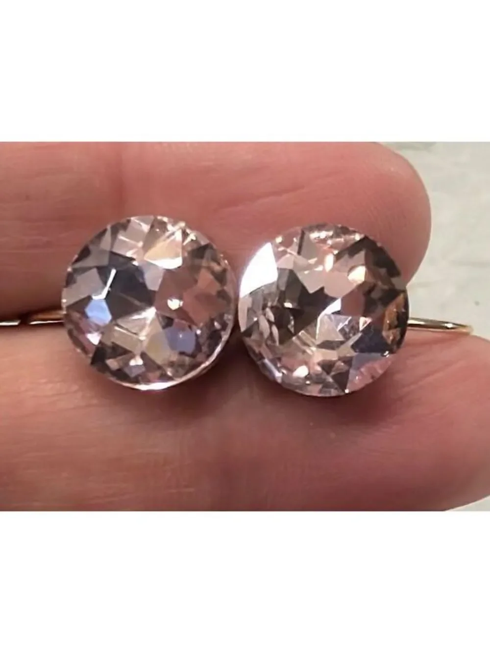 New 14K GP Gold PLated Round Ballerina Pink Faceted Austrian Crystal Earrings